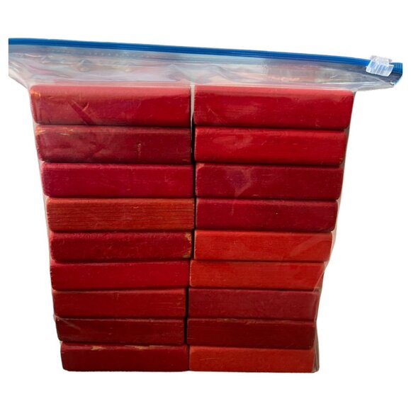 36 Vtg Playskool Red Wooden Building Blocks Toy Rounded Edges 3.5" L x 1.5" W - Picture 1 of 5